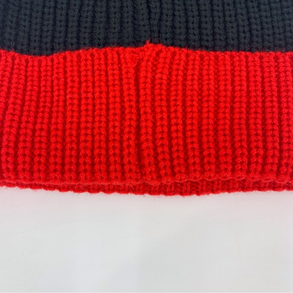 Spyder NWT Mens' Black and Res Colorblock Knit Beanie, OS - Picture 7 of 12